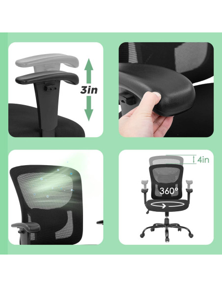 Silla de Oficina Ergonómica BestOffice 500lbs Negra