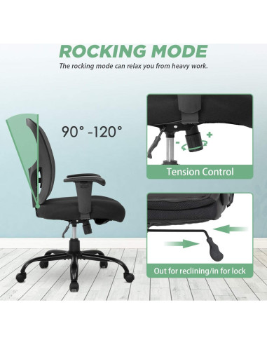 Silla de Oficina Ergonómica BestOffice 500lbs Negra