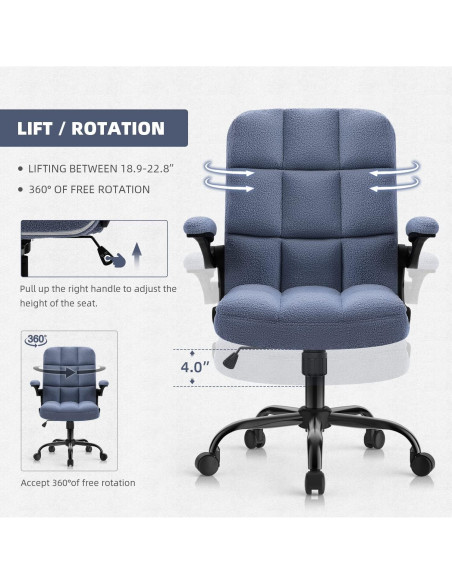 Silla de Oficina Ejecutiva SEATZONE Charles Ergonomica Azul