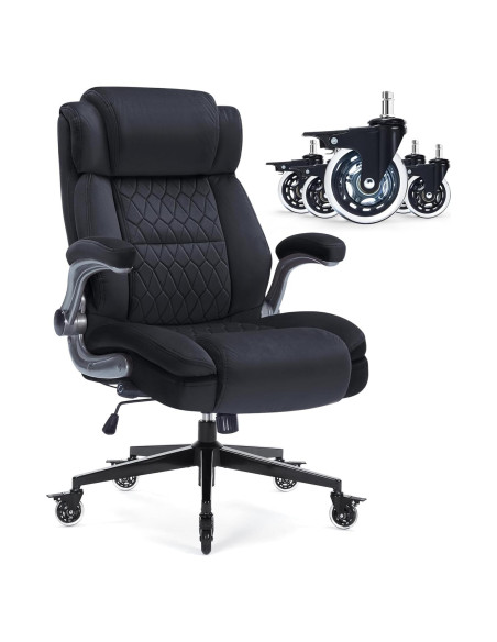 Silla de Oficina Ergonómica FanciSpot Alta 181kg Tela Negra