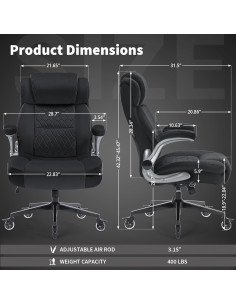 Silla de Oficina Ergonómica FanciSpot Alta 181kg Tela Negra 2