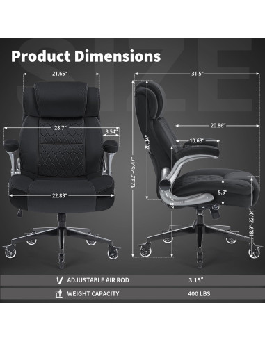 Silla de Oficina Ergonómica FanciSpot Alta 181kg Tela Negra