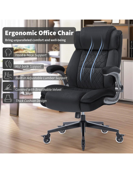 Silla de Oficina Ergonómica FanciSpot Alta 181kg Tela Negra