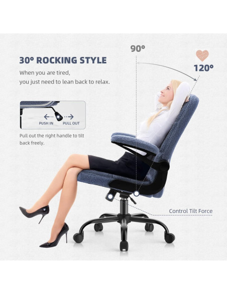 Silla de Oficina Ejecutiva SEATZONE Charles Ergonomica Azul