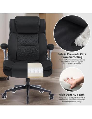 Silla de Oficina Ergonómica FanciSpot Alta 181kg Tela Negra