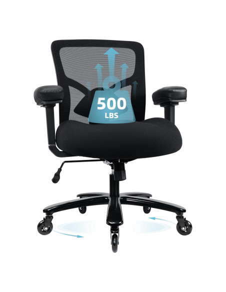 Silla de Oficina Ergonómica Coolka Negra 500lbs Ajustable