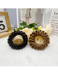 Gomas de Pelo Trenzadas Denlydom - Coletas Imitación Marrón 2