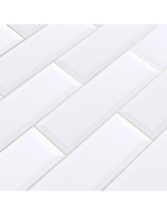 Azulejo Cerámico Tenedos 10.8x25.4 cm Blanco Mate Bevelado 2