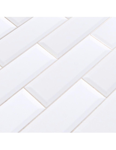 Azulejo Cerámico Tenedos 10.8x25.4 cm Blanco Mate Bevelado