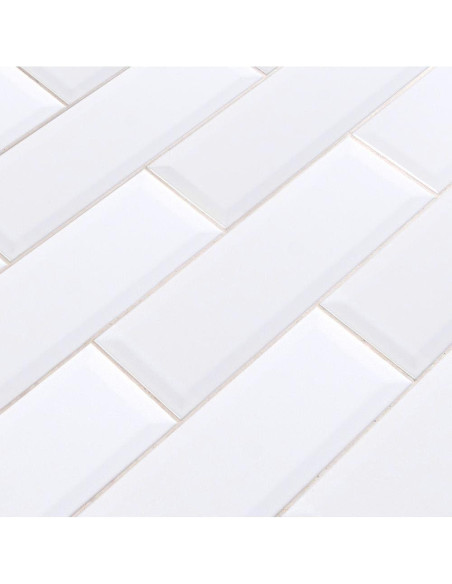 Azulejo Cerámico Tenedos 10.8x25.4 cm Blanco Mate Bevelado