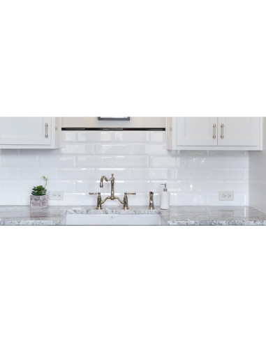 Azulejo Cerámico Tenedos 10.8x25.4 cm Blanco Mate Bevelado