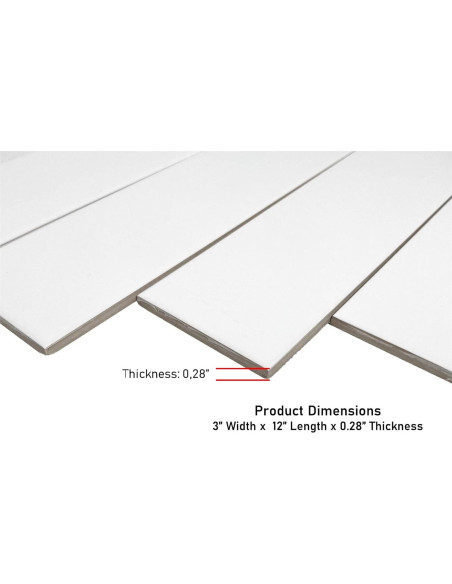 Azulejo Cerámico Blanco Tenedos 3x12 Mate 25 Piezas