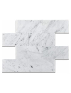 Azulejo Rectangular de Mármol Blanco Oracle 3x6 Pulido