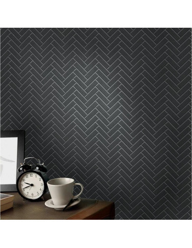 Mosaico de Porcelana Negra Tenedos Espiga Mate 31.5x27.4cm