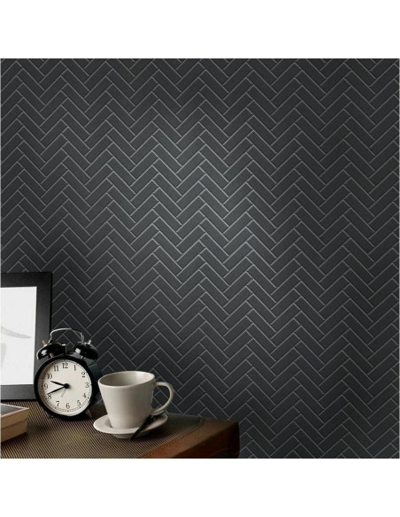 Mosaico de Porcelana Negra Tenedos Espiga Mate 31.5x27.4cm