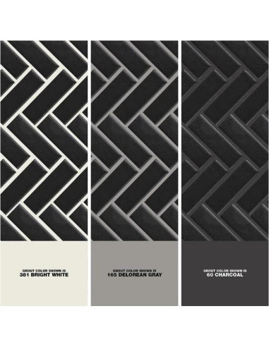 Mosaico de Porcelana Negra Tenedos Espiga Mate 31.5x27.4cm