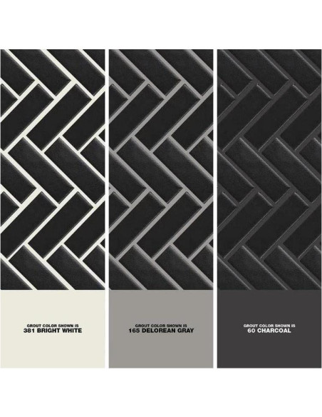 Mosaico de Porcelana Negra Tenedos Espiga Mate 31.5x27.4cm