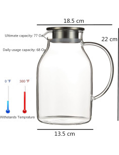 Jarra de vidrio Karafu 68Oz con tapa resistente al calor 2