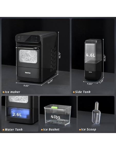 Fabricador de Hielo Nugget Inoviva 40lbs/día, 1.2 Galones