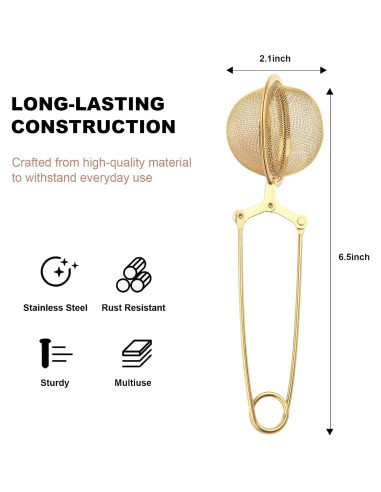 Infusor de Té con Mango Luckyiren, Acero Inoxidable, 2 Piezas