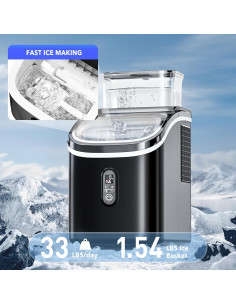 Fabricador de Hielo Nugget Erivess 15kg/día, Autolimpieza, 1.5L 2