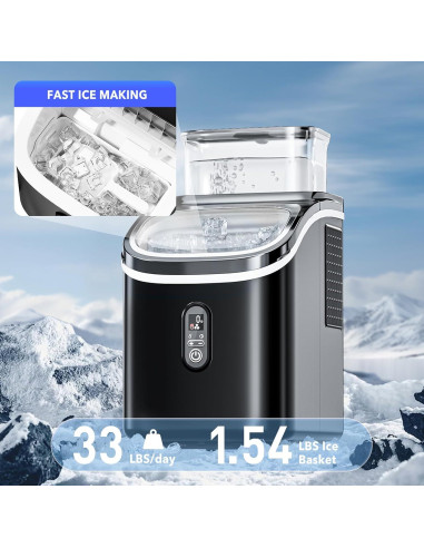 Fabricador de Hielo Nugget Erivess 15kg/día, Autolimpieza, 1.5L