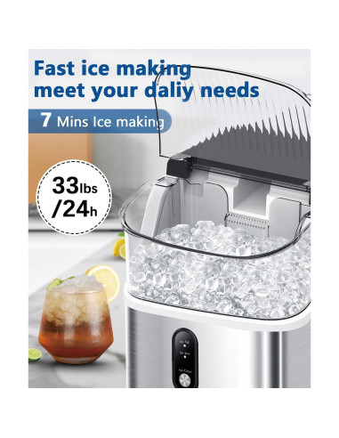 Máquina de Hielo Nugget Joy Pebble 15kg/día Acero Inoxidable