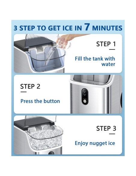 Máquina de Hielo Nugget Joy Pebble 15kg/día Acero Inoxidable