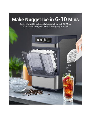 Fabricador de Hielo Nugget Yawhew 44 kg/día Autolimpiante