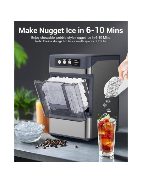 Fabricador de Hielo Nugget Yawhew 44 kg/día Autolimpiante