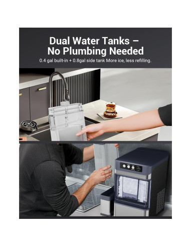 Fabricador de Hielo Nugget Yawhew 44 kg/día Autolimpiante