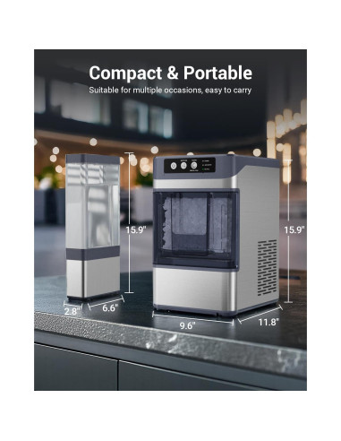 Fabricador de Hielo Nugget Yawhew 44 kg/día Autolimpiante