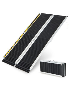 Rampa de Silla de Ruedas Plegable Goplus 152 cm Antideslizante