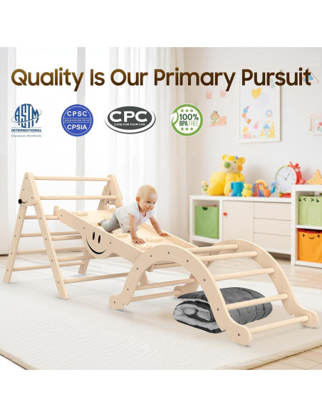 Juego de Triángulo Pikler BIERUM 8 en 1 con Cojín Suave