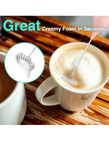 Espumador de Leche Eléctrico HAUSHOF Rosa con Soporte USB-C