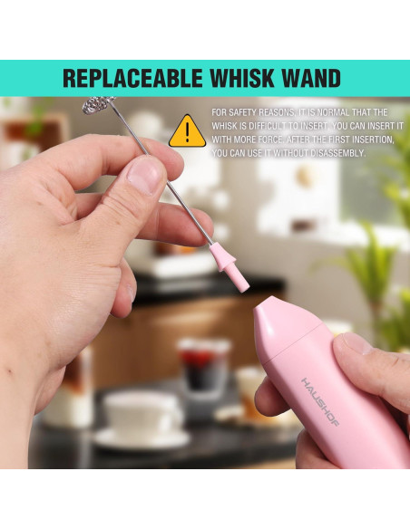 Espumador de Leche Eléctrico HAUSHOF Rosa con Soporte USB-C