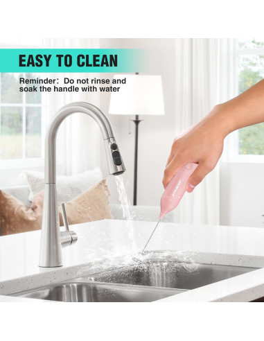 Espumador de Leche Eléctrico HAUSHOF Rosa con Soporte USB-C