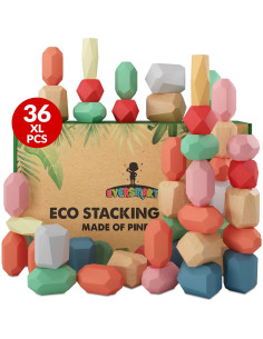 Bloques de Apilamiento de Madera Montessori - Juguetes Seguros para Niños 2