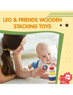 Torre de Apilamiento Educativa Leo & Friends - 6 Anillos de Madera 2