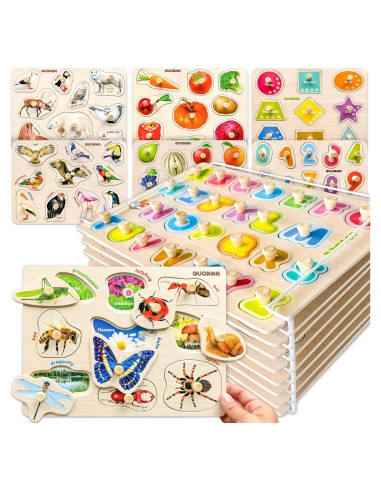 Rompecabezas de Madera QUOKKA 10 Piezas para Niños 1-3 Años