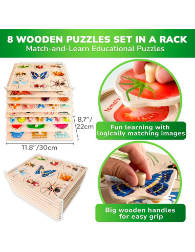 Rompecabezas de Madera QUOKKA 10 Piezas para Niños 1-3 Años