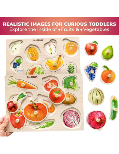 Rompecabezas de Madera QUOKKA 10 Piezas para Niños 1-3 Años