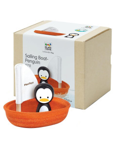 Juguete de Baño de Madera PlanToys Barco Pingüino 10x12x8.8cm
