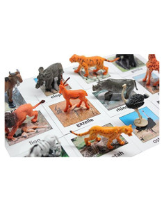 Juego Montessori de Emparejamiento de Animales de Safari - 12 Figuras y Tarjetas