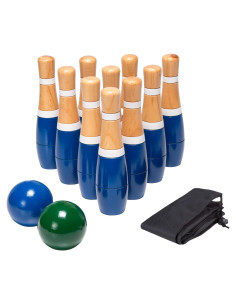 Set de Bolos de Madera Hey Play 13 Piezas para Niños y Adultos