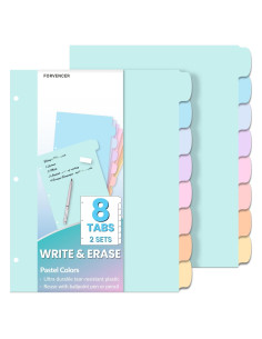 Divisores de carpeta Forvencer 8 pestañas pastel 2 Set