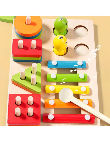 Juguetes Montessori 3 en 1 de Madera para Bebés - Aprendizaje Sensorial