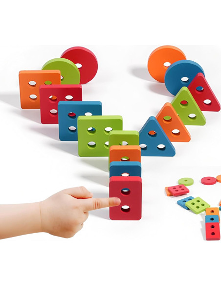 Juguetes Montessori 3 en 1 de Madera para Bebés - Aprendizaje Sensorial