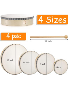 Juego de Tambores de Mano 4 Piezas Foraineam 30-15 cm 2