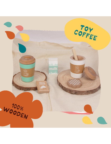Juego de Taza de Café de Madera Woodenfun para Niños